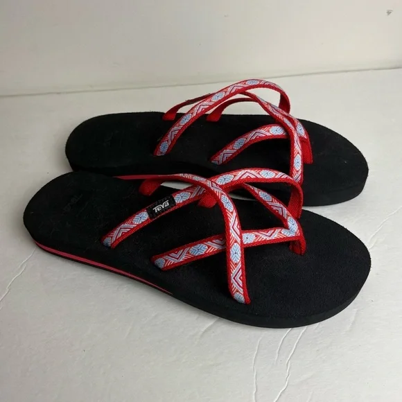 TEVA Olowahu Island Red Strappy Flip Flop Sandals Women’s size 11 - Picture 1 of 5
